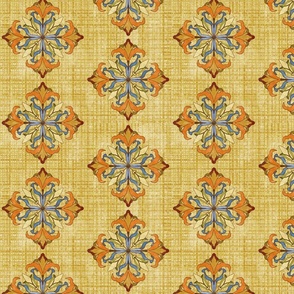 Old World Symmetrical Distressed Floral on Weave