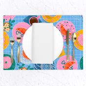 Happy Breakfast Sweet Treats - pastries on bright patterned plates