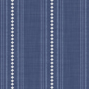 XL| Light Denim Blue Decorative parallel lines and stripes with white diamond geometric shapes on blue
