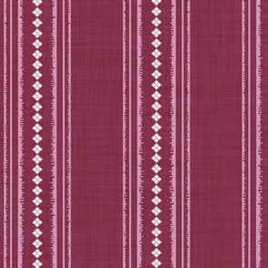 XL| Pink Decorative parallel lines and stripes with white diamond geometric shapes on maroon