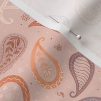 Small beige paisley, botanical paisley with flowers, leaves