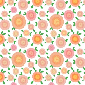 Contemporary, Medium-small Pink and Melon colored Flowers on white background by Mona Lisa Tello