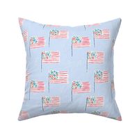 Floral Flag On Blue United States of America Flag  6x6