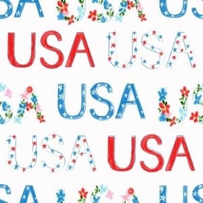 Floral USA July 4th Patriotic Design 6x6