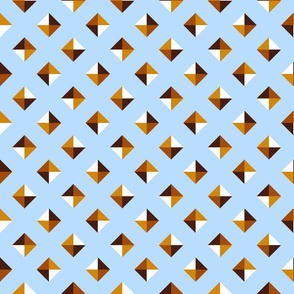 Retro geometric diamonds dots brown sky blue