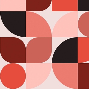 1920's Geometric Abstract - coral red 