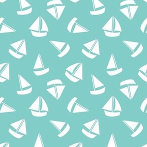 Sailboats tossed on teal 4x4