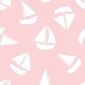 8x8 Sailboats tossed on pink  