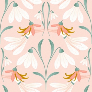 (L) Fairies and snowdrops in the spring garden - soft blush pink