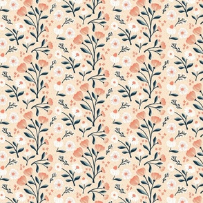 Vintage Blossoms and Botanicals Pattern - Elegant Floral Tapestry Design for Home Decor and Apparel - M