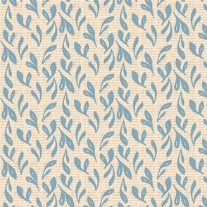 Hand-Drawn Teal Leaf Pattern - Artistic Botanical Textile Design for Unique Home Decor