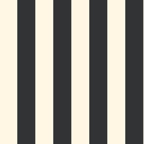Bold Stripe | Small Scale | Cracked Pepper Charcoal, Warm Cream | Thick Wide Stripes