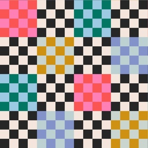 Retro Color Block Checkerboard