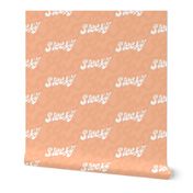 Sleepy, Peach Fuzz Retro Swirls & Lettering Pattern