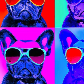 bright colors pugs pop art style XL