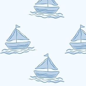 Sailing Yachts on the Ocean Limited Two Tone Blue Palette Small Scale