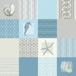 Coastal collection neutral and blue patchwork 