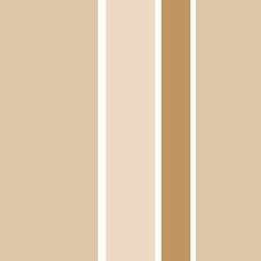 Stripe Varying Widths in Neutral Sand Brown, Beige and White Large Scale