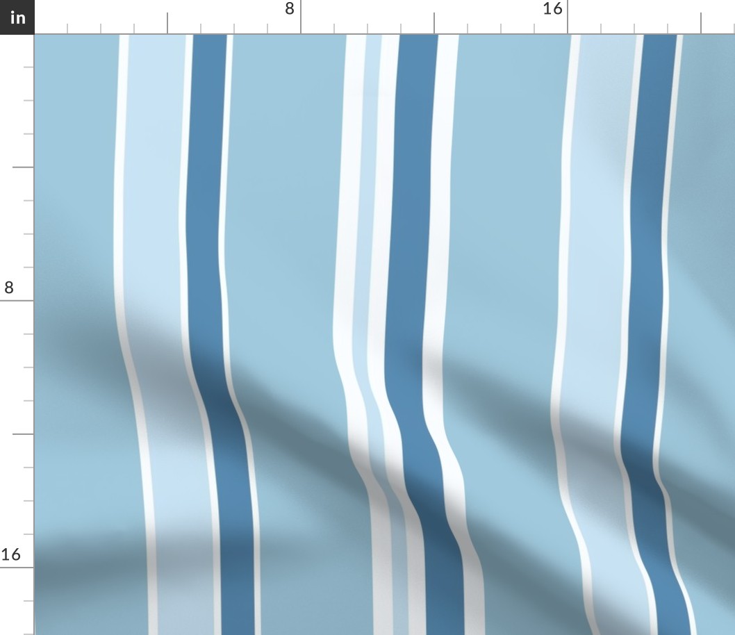 Monochrome Blue Geometric Stripe Large Scale