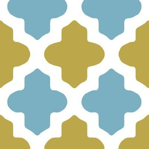 Moroccan Quatrefoil in Blue and Sage