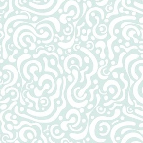 Organic Squiggle Lines in white on a hint of mint green