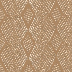 Blockprint style Earthy White Brown Diamond Pattern