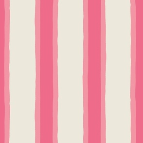 (L) Deck Chair Ticking - hand drawn vertical stripe - candy stripe pink