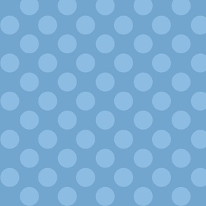 Blue Dots, Light Blue Dots with Ocean Blue Background, Large Dots, Blue Polka Dots