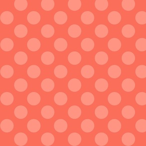 Coral Dots, Red and Coral Polka Dots, Large Dots
