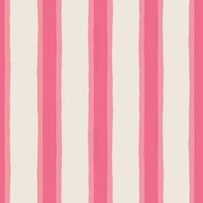 (M) Deck Chair Ticking - hand drawn vertical stripe - candy stripe pink