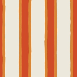 (M) Deck Chair Ticking - hand drawn vertical stripe - tangerine orange
