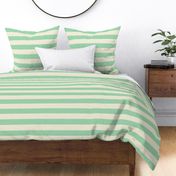 Wide summer stripes pale mint green on off white