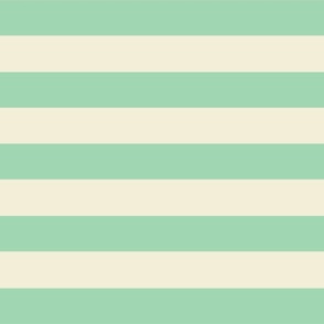 Wide summer stripes pale mint green on off white