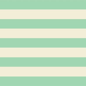 Wide summer stripes pale mint green on cream