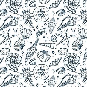 Shells - Navy and White - Medium Scale