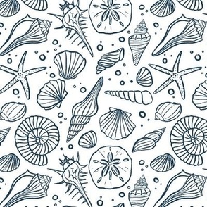 Shells - Navy and White - Small Scale