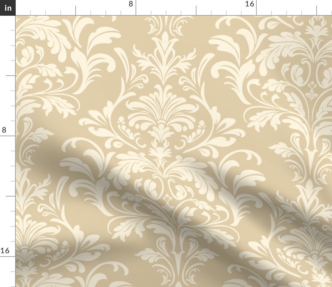 Art Nouveau Damask - Beige and Cream