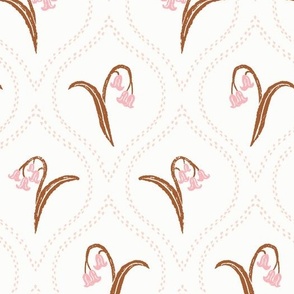 (L) Bluebell ogee wallpaper - boho tan and pink (Large)