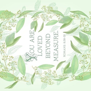 Loved Beyond Measure tea towel in green 