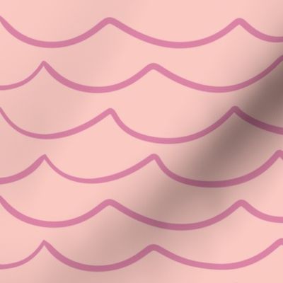 Scalloped Stripe - Mauve on Pink