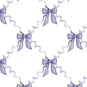 Medium - Purple Bows with Purple Ribbons on White