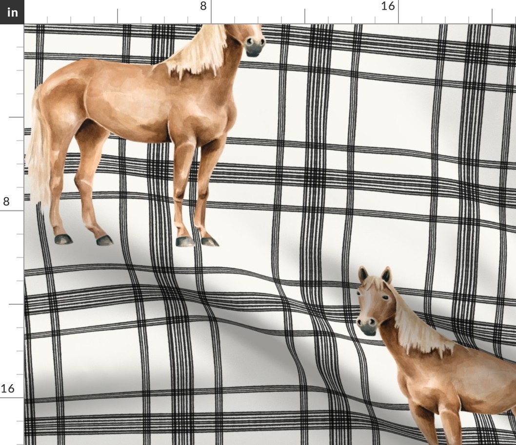 Horses on Rustic Farmhouse Plaid 24 inch