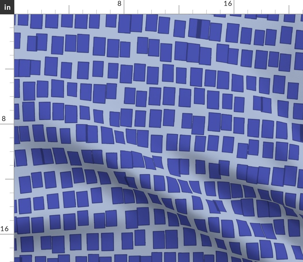 Modern Geometric Hand Drawn Scattered Rectangles: Messy Rows of Overlapping Rectangles in Azure-Blue Monchromatic Tones