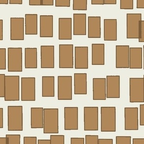 Modern Geometric Hand Drawn Scattered Rectangles: Messy Rows of Overlapping Rectangles in Hazelnut Gold Monchromatic Tones