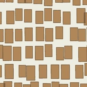 Rectangle Reverie: Messy Rows of Overlapping Rectangles in Hazelnut Gold Monchromatic Tones