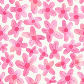 LARGE Modern Hand Drawn Textured Pink Hyacinth Spring Flower 
