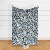Betty Retro Floral Navy blue pastels