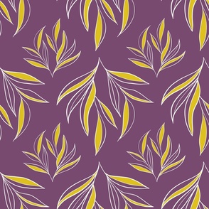 Gold Leaves On Purple