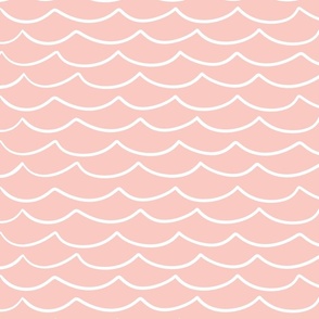 Scalloped Stripes - White on Pink