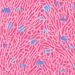 fish among coral labyrinth (radiant pink and blue)